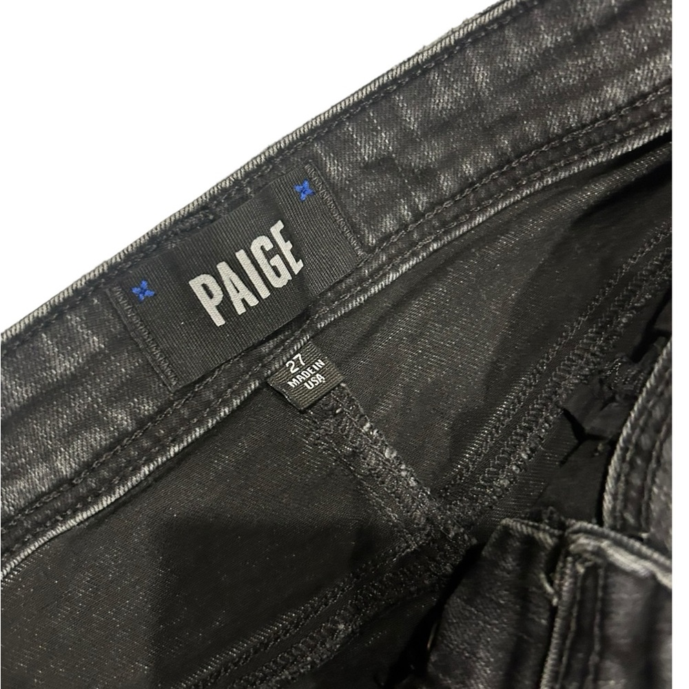 Paige Denim Black Wide-Leg High Waist Jeans Button Fly Crop - Picture 5 of 5